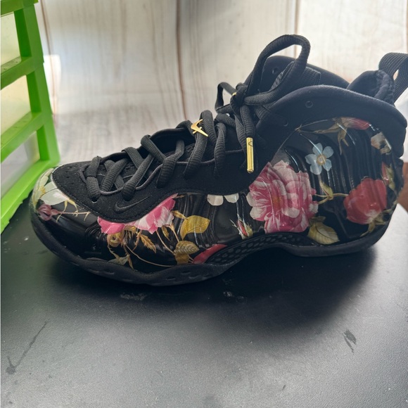 Nike Black and Metallic Gold Foamposite Sneakers - Picture 1 of 7